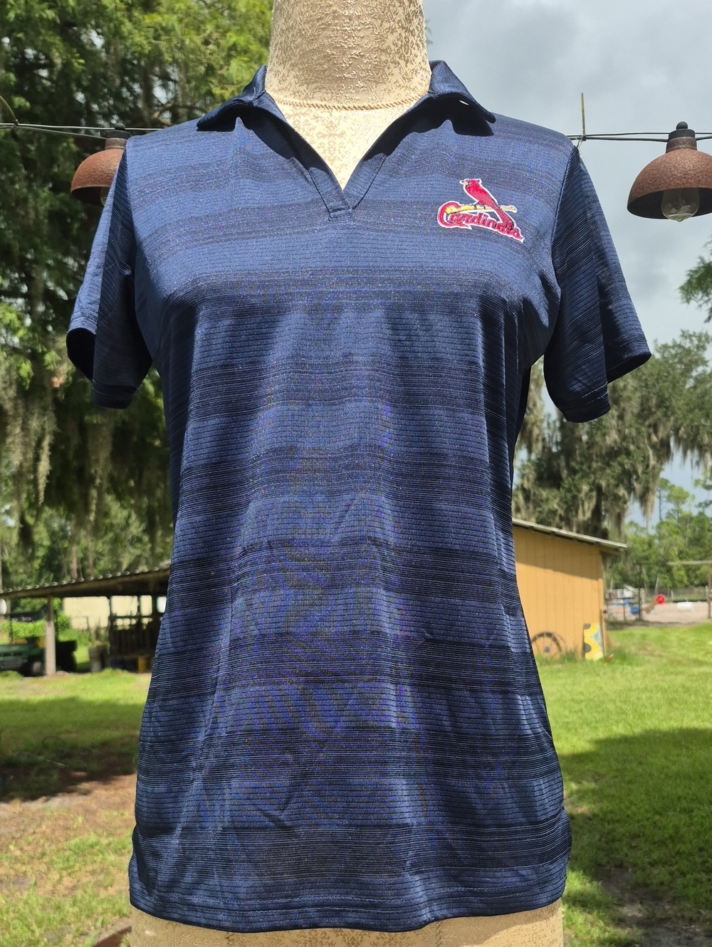 Antigua Short Sleeve Vneck Polo Style Saint Louis Cardinals Ladies Medium Shirt